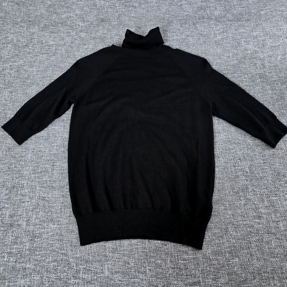 Zara Womens Black Turtleneck 3/4 Sleeve Raglan Knit Sweater Large L